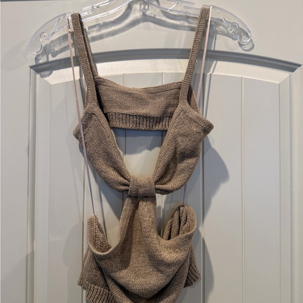 Beige by eci Tan Knit Top